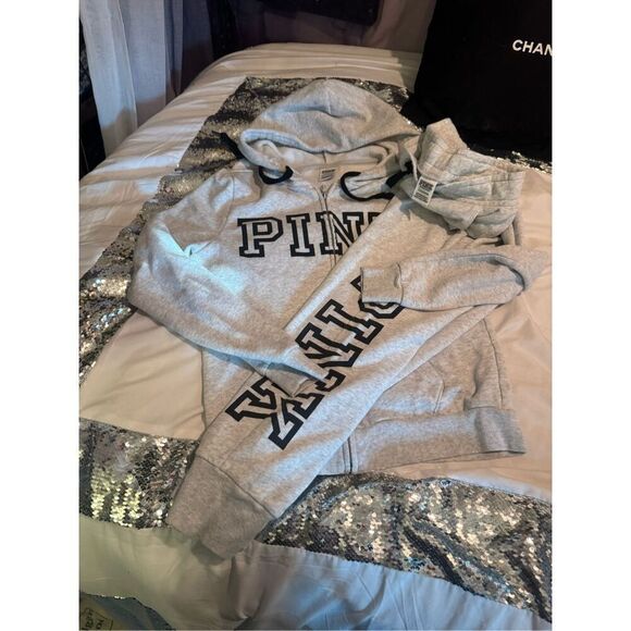 VS pink y2k tan silver gold sweatsuit pants sweatshirt Small/XS - Picture 1 of 6